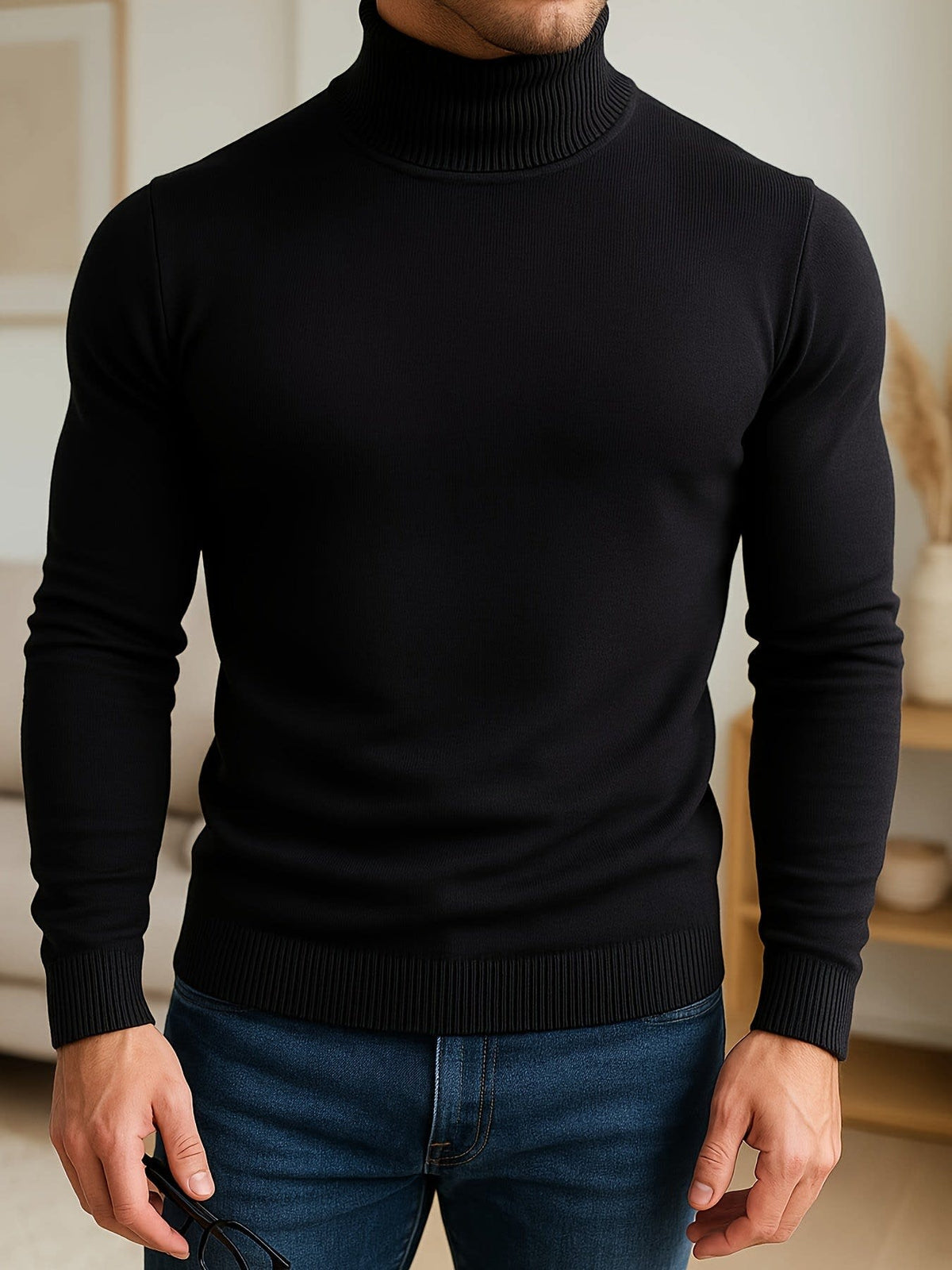 Karl Fine Knit Roll Neck Sweater