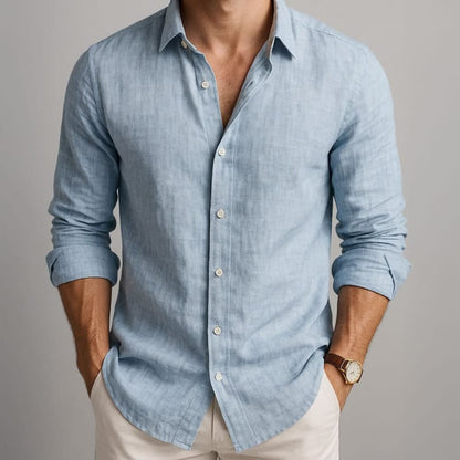 Silas Breathable Linen Button Up Shirt_1