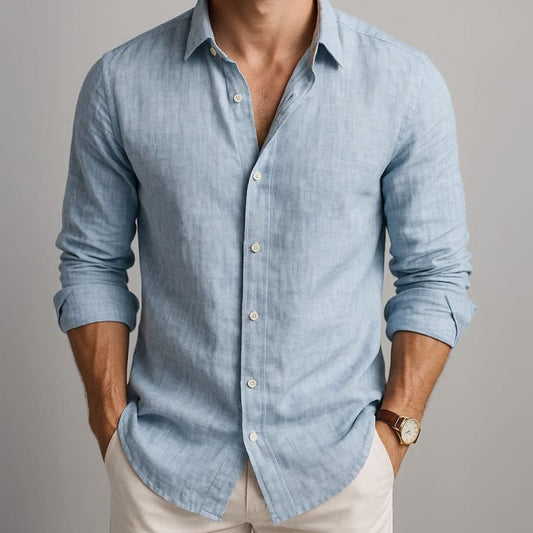 Silas Breathable Linen Button Up Shirt_1