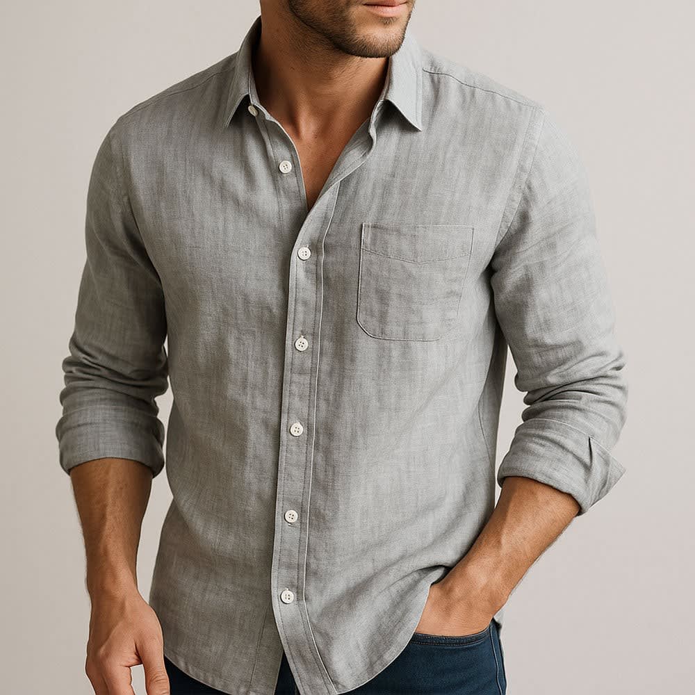 Silas Breathable Linen Button Up Shirt_2
