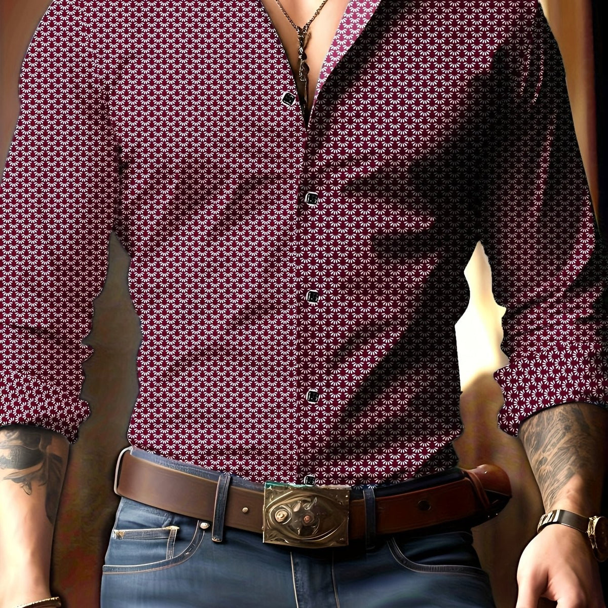 Gunnar Geometric Print Long Sleeve Shirt