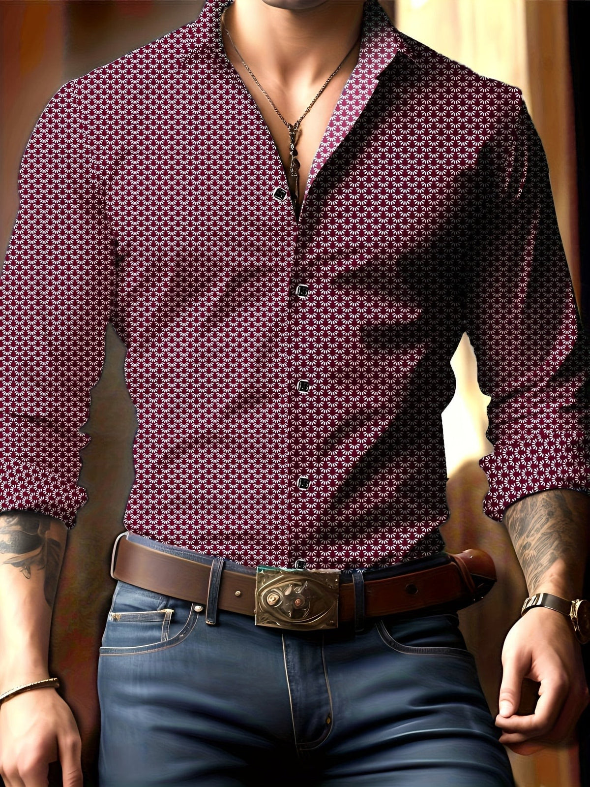 Gunnar Geometric Print Long Sleeve Shirt