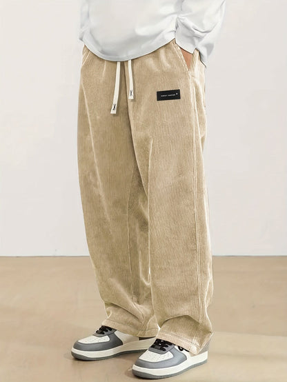 Godfrey Corduroy Drawstring Straight Leg Trousers_12