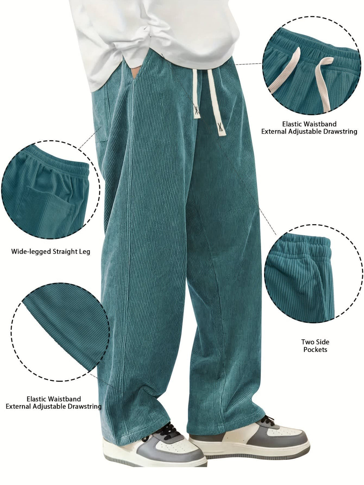 Godfrey Corduroy Drawstring Straight Leg Trousers