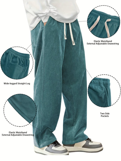 Godfrey Corduroy Drawstring Straight Leg Trousers_4