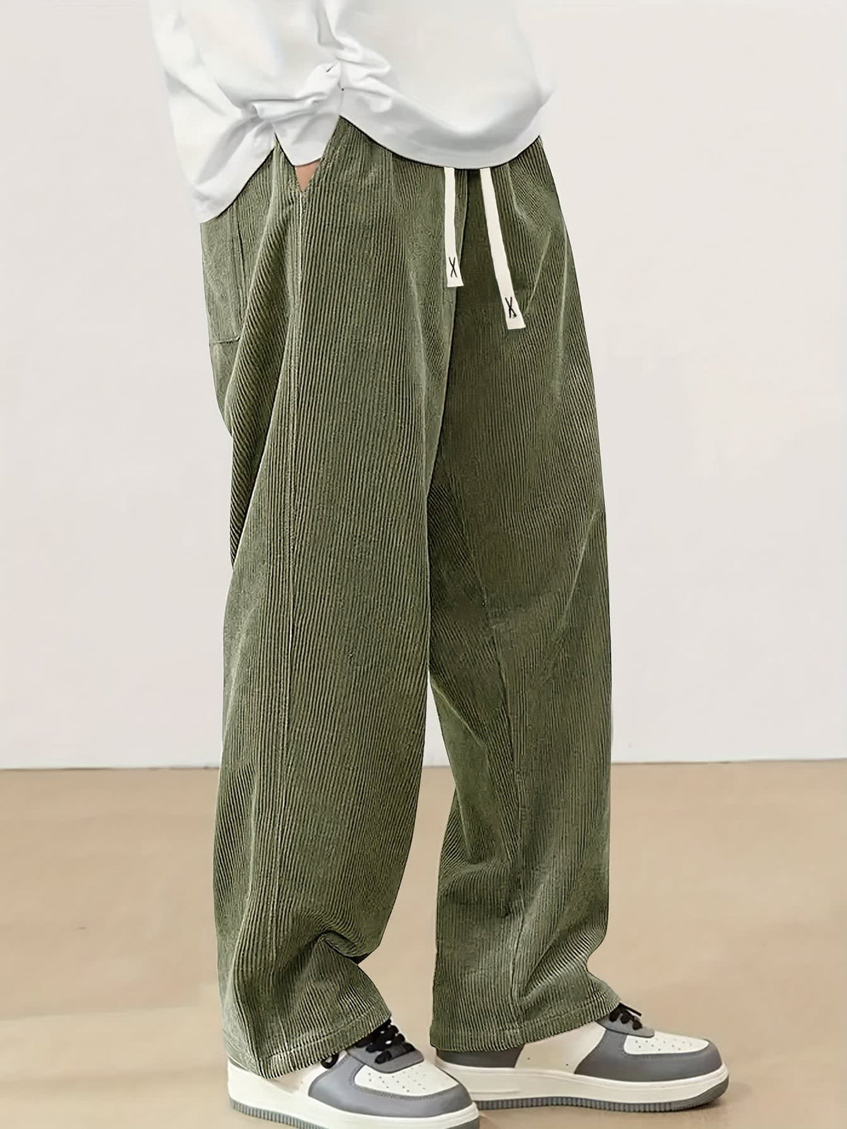 Godfrey Corduroy Drawstring Straight Leg Trousers