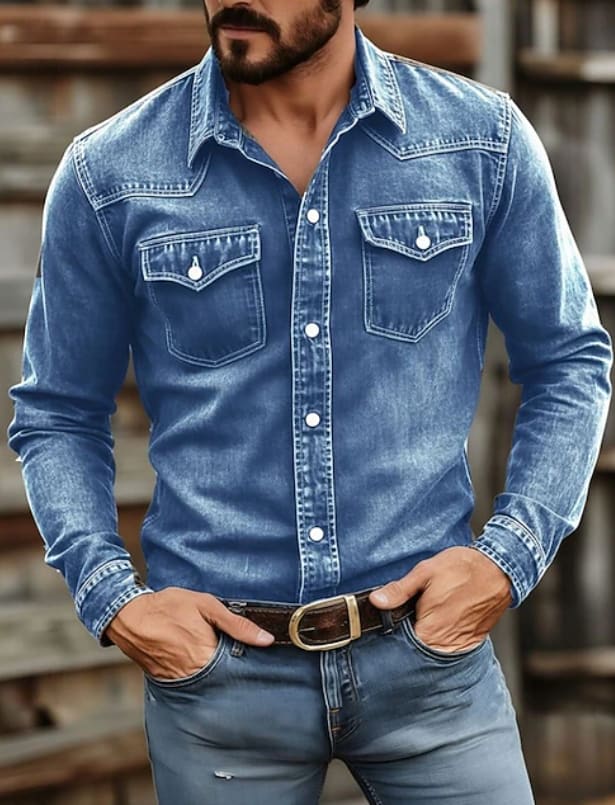 Blake Washed Twill Long Sleeve Western Shirt_3