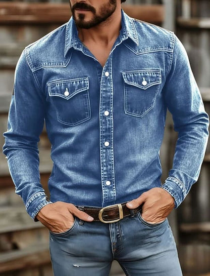 Blake Washed Twill Long Sleeve Western Shirt_3