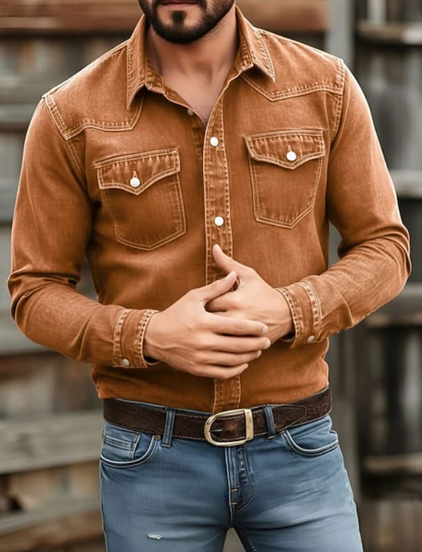 Blake Washed Twill Long Sleeve Western Shirt_6