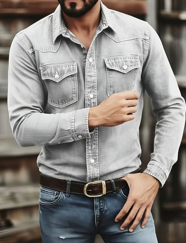 Blake Washed Twill Long Sleeve Western Shirt_7
