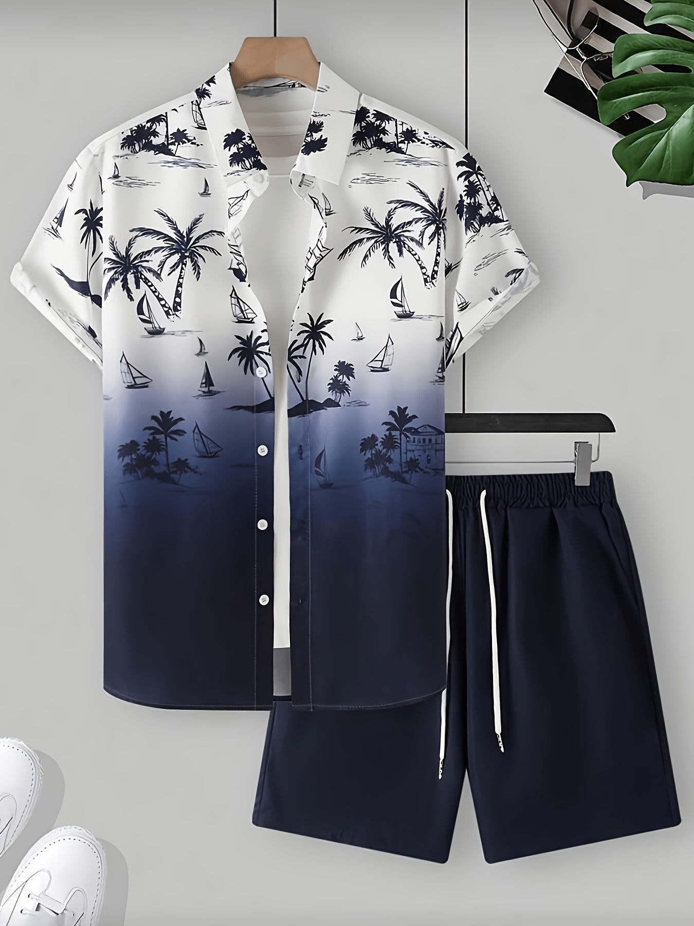 Oberon Coastal Print Shirt and Shorts Set_3
