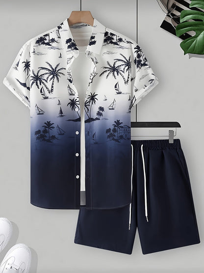 Oberon Coastal Print Shirt and Shorts Set_3