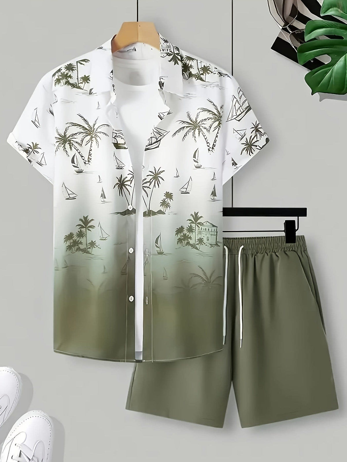 Oberon Coastal Print Shirt and Shorts Set