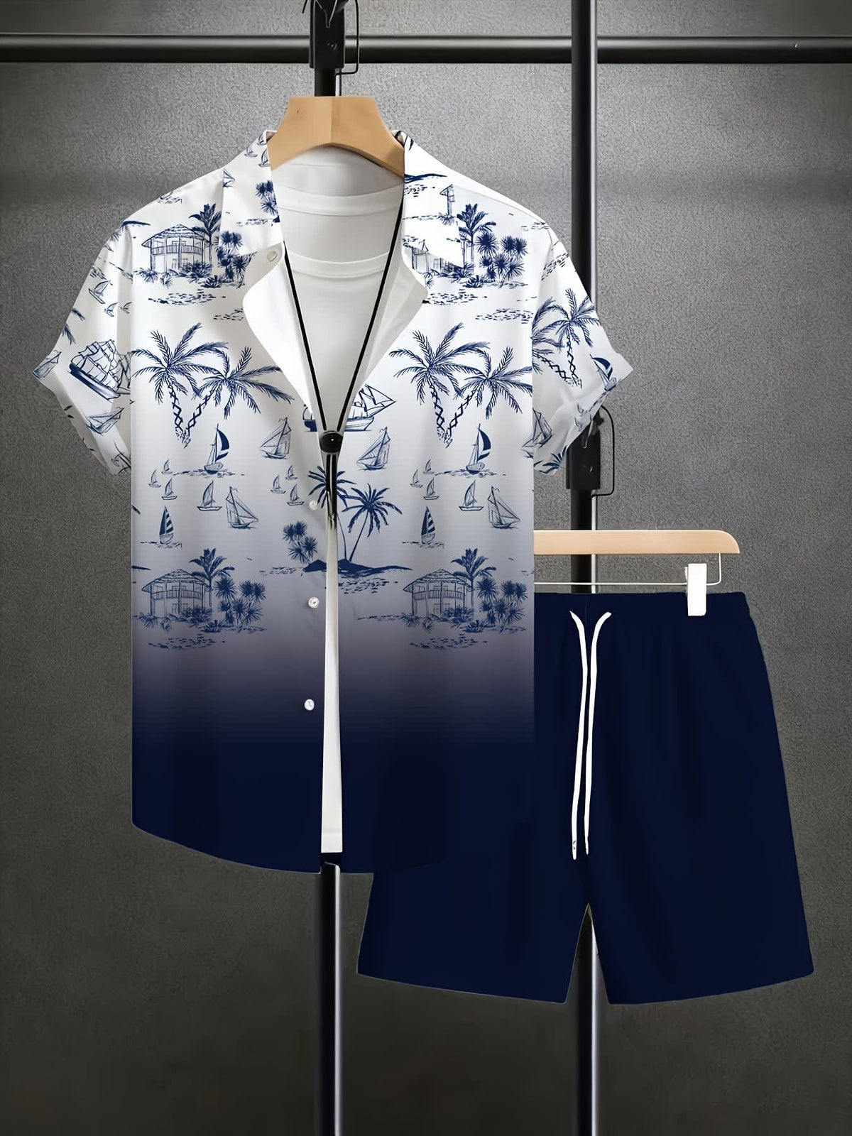 Oberon Coastal Print Shirt and Shorts Set
