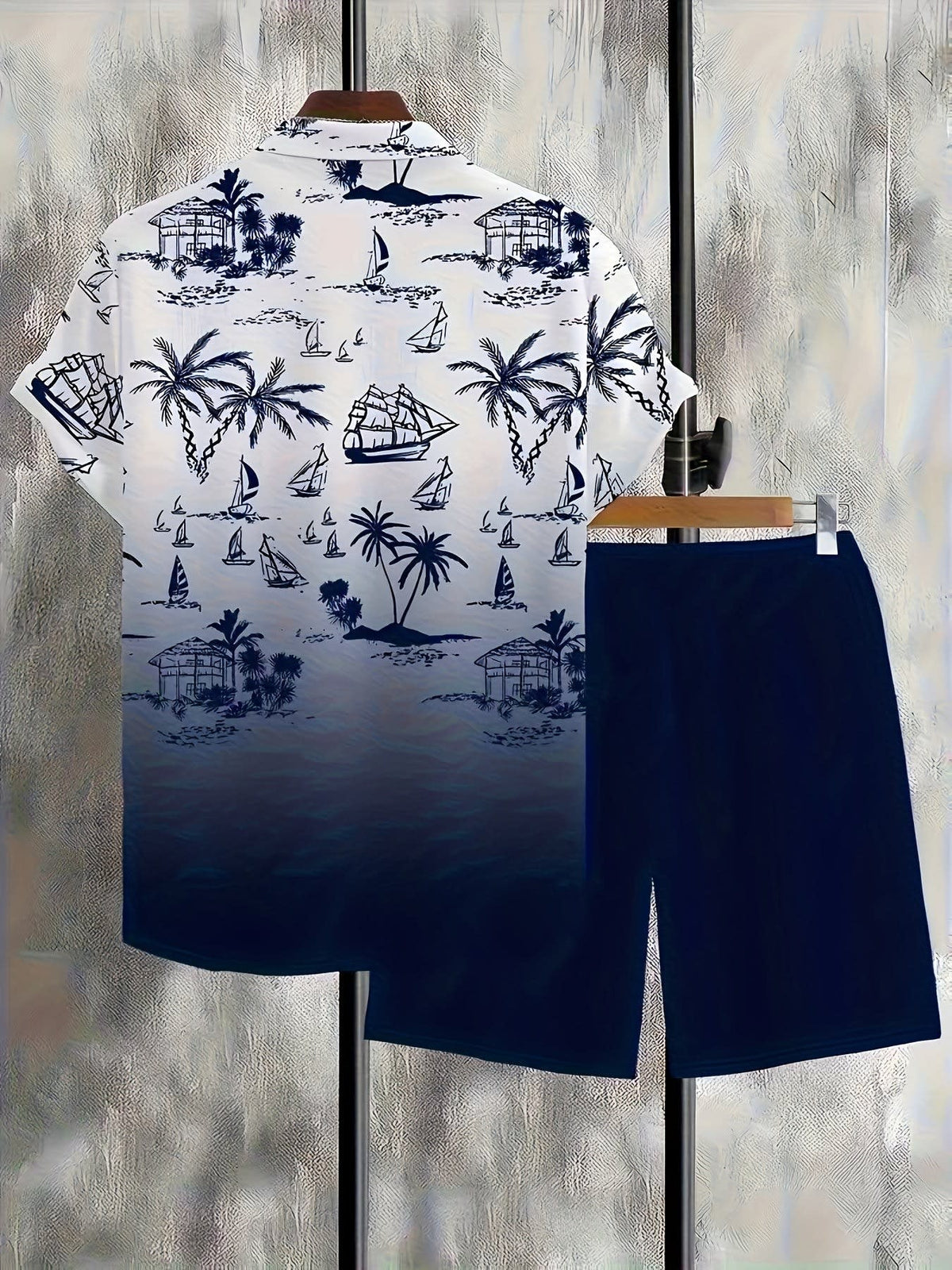 Oberon Coastal Print Shirt and Shorts Set