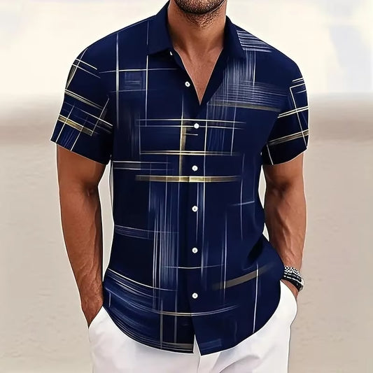 Tyler Line Print Short Sleeve Shirt_1