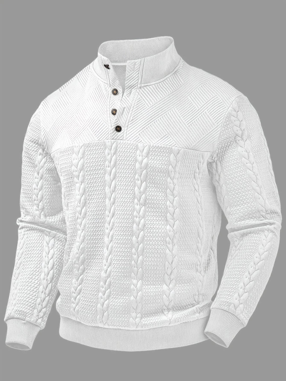 Joaquin Cable Knit Button Neck Pullover