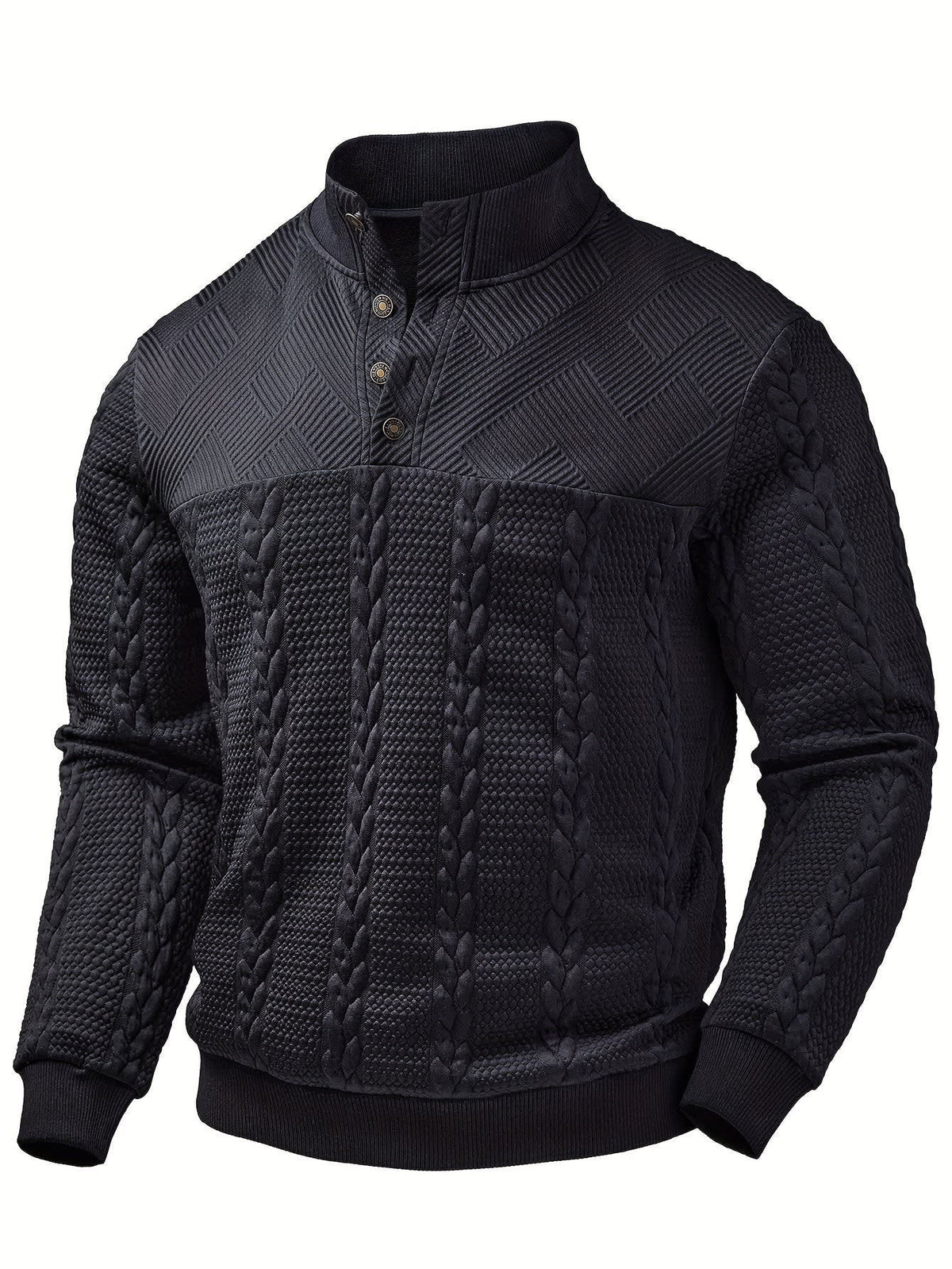 Joaquin Cable Knit Button Neck Pullover