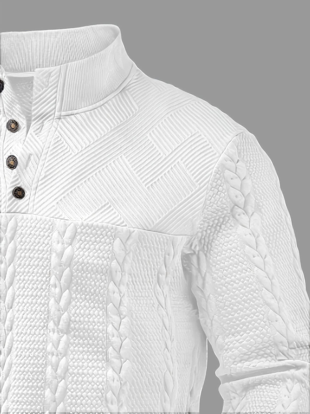 Joaquin Cable Knit Button Neck Pullover