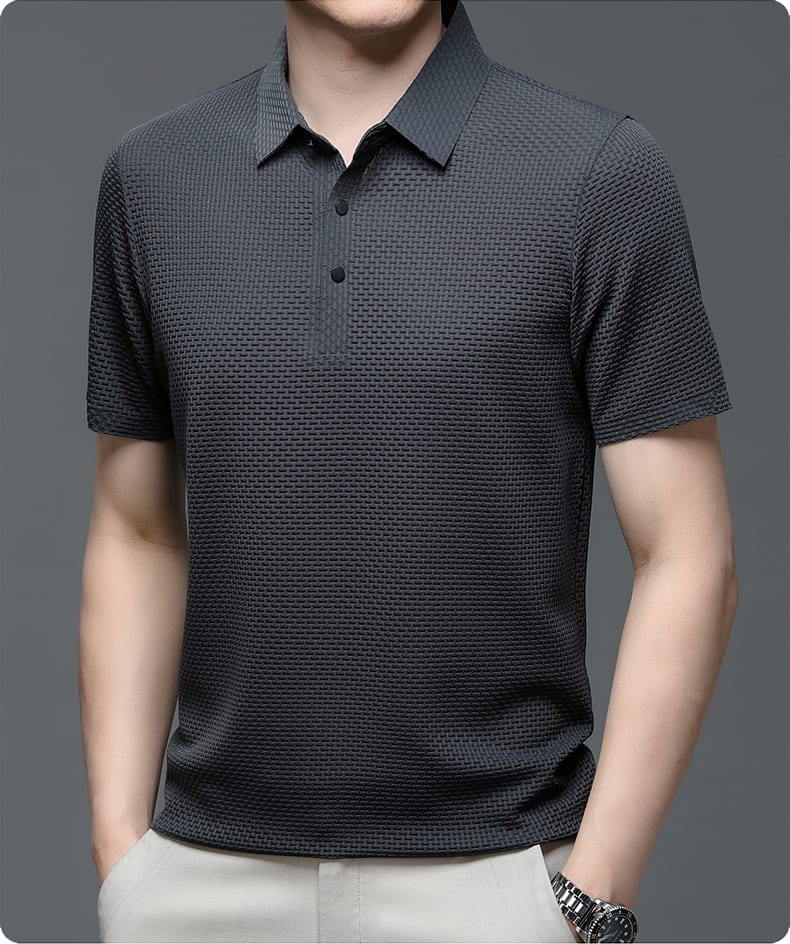 Jeffrey Textured Mesh Short Sleeve Polo