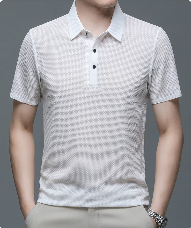Jeffrey Textured Mesh Short Sleeve Polo