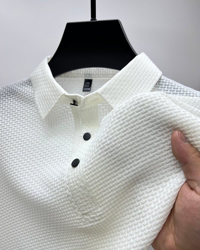 Jeffrey Textured Mesh Short Sleeve Polo