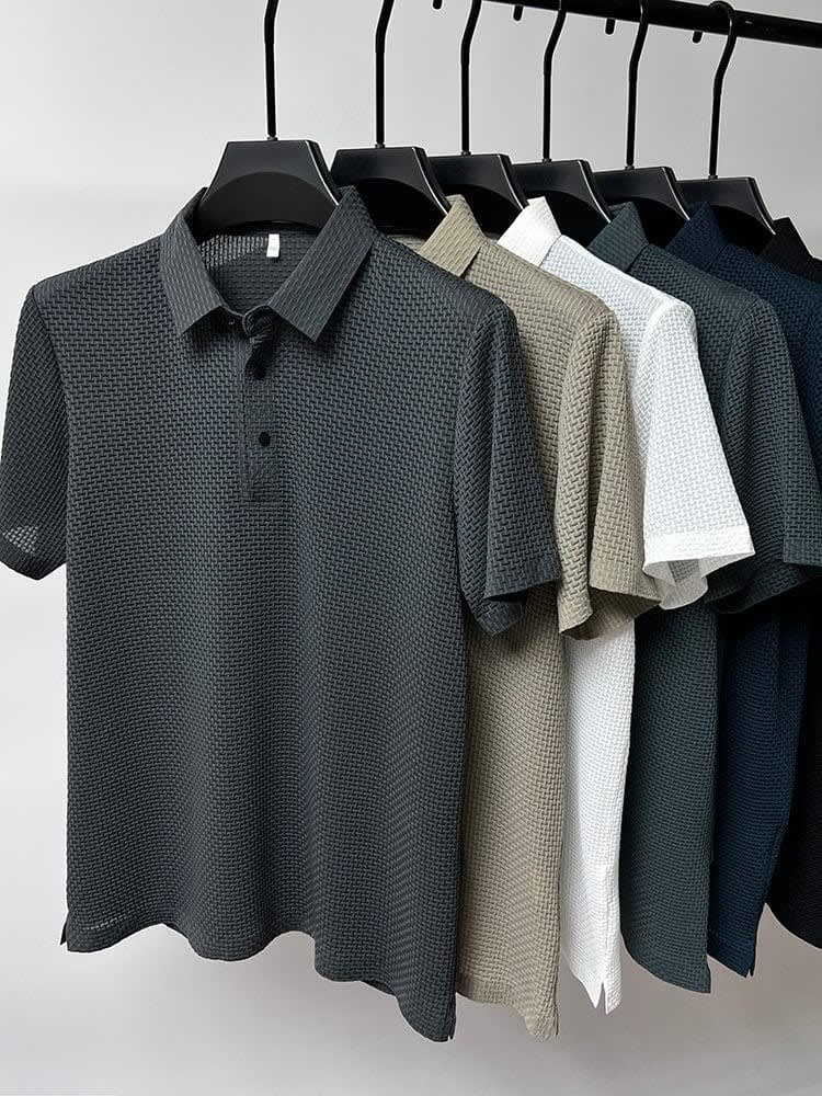Jeffrey Textured Mesh Short Sleeve Polo