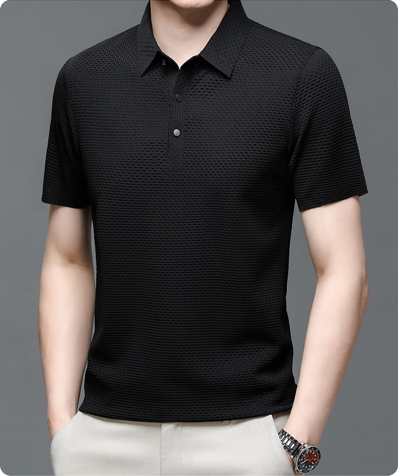 Jeffrey Textured Mesh Short Sleeve Polo