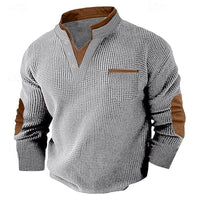 Kingsley Waffle Knit Elbow Patch Henley