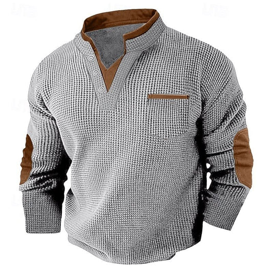 Kingsley Waffle Knit Elbow Patch Henley_1