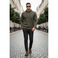 Kingsley Waffle Knit Elbow Patch Henley