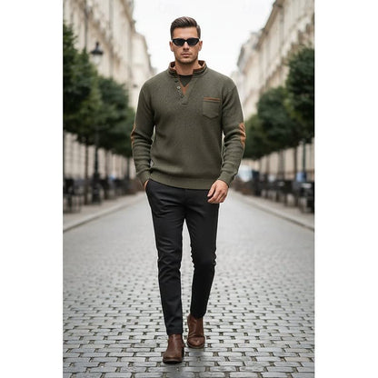 Kingsley Waffle Knit Elbow Patch Henley_10