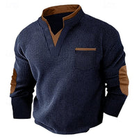 Kingsley Waffle Knit Elbow Patch Henley