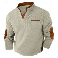 Kingsley Waffle Knit Elbow Patch Henley