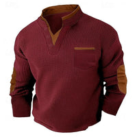 Kingsley Waffle Knit Elbow Patch Henley
