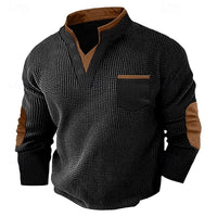 Kingsley Waffle Knit Elbow Patch Henley