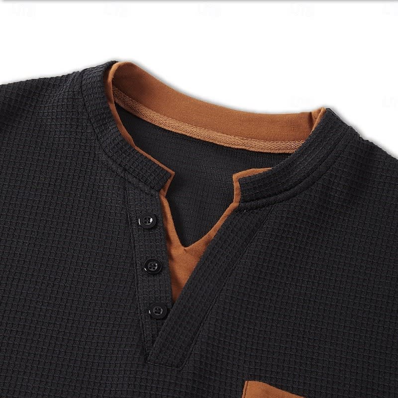Kingsley Waffle Knit Elbow Patch Henley