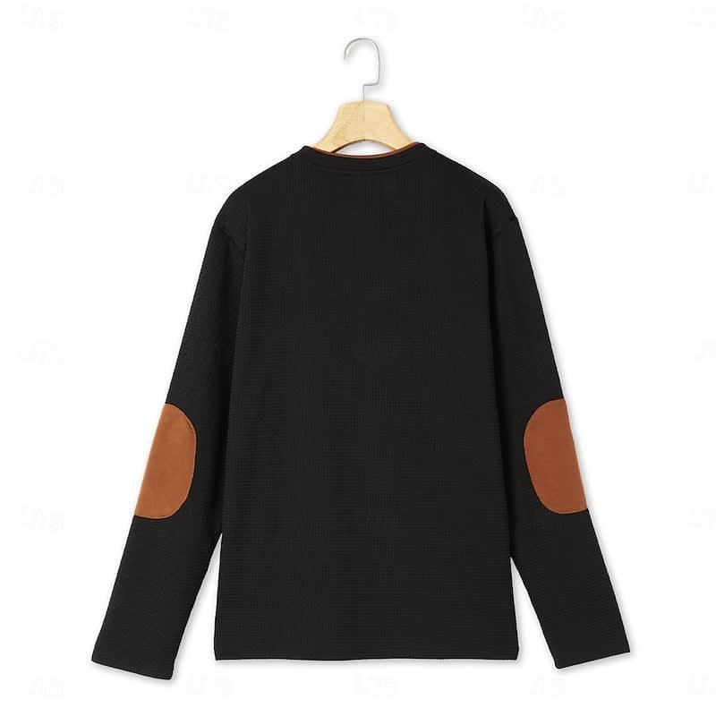 Kingsley Waffle Knit Elbow Patch Henley