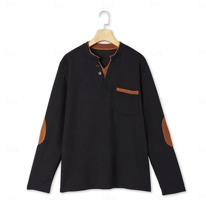 Kingsley Waffle Knit Elbow Patch Henley_7