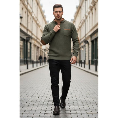Kingsley Waffle Knit Elbow Patch Henley_9
