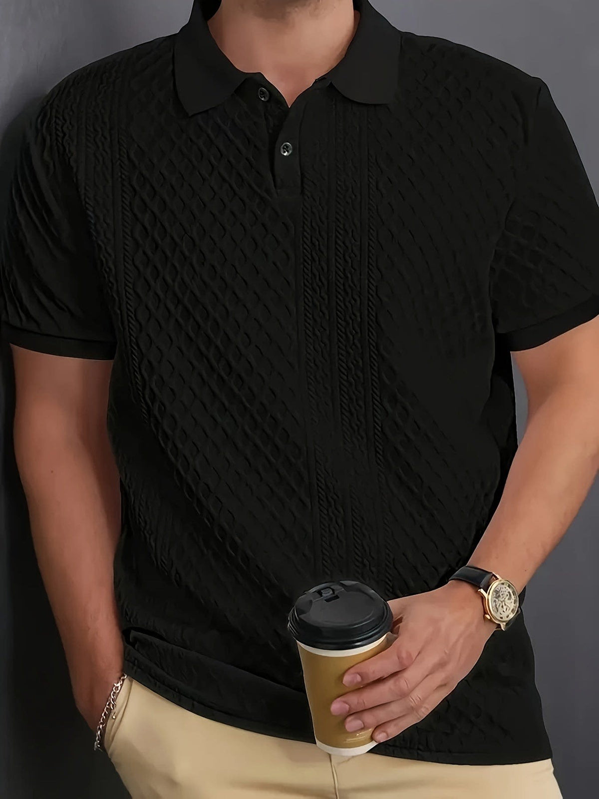 Holland Textured Knit Short Sleeve Polo
