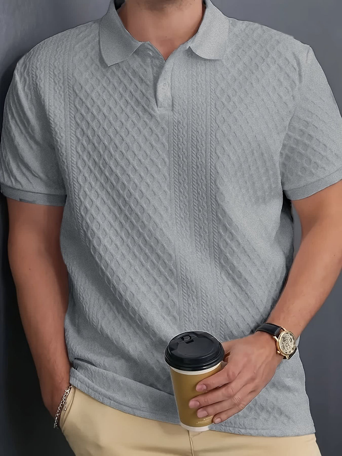 Holland Textured Knit Short Sleeve Polo