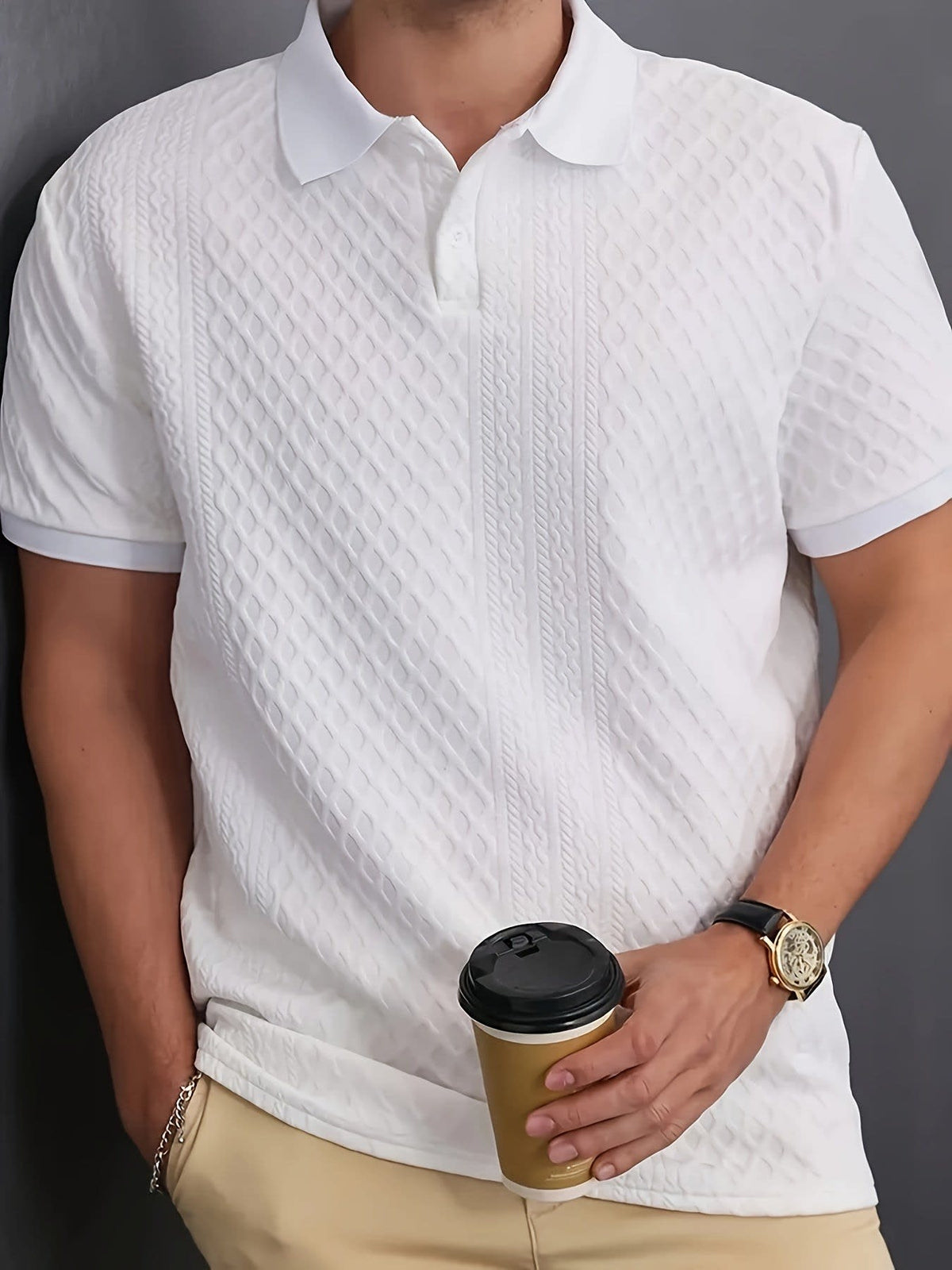 Holland Textured Knit Short Sleeve Polo