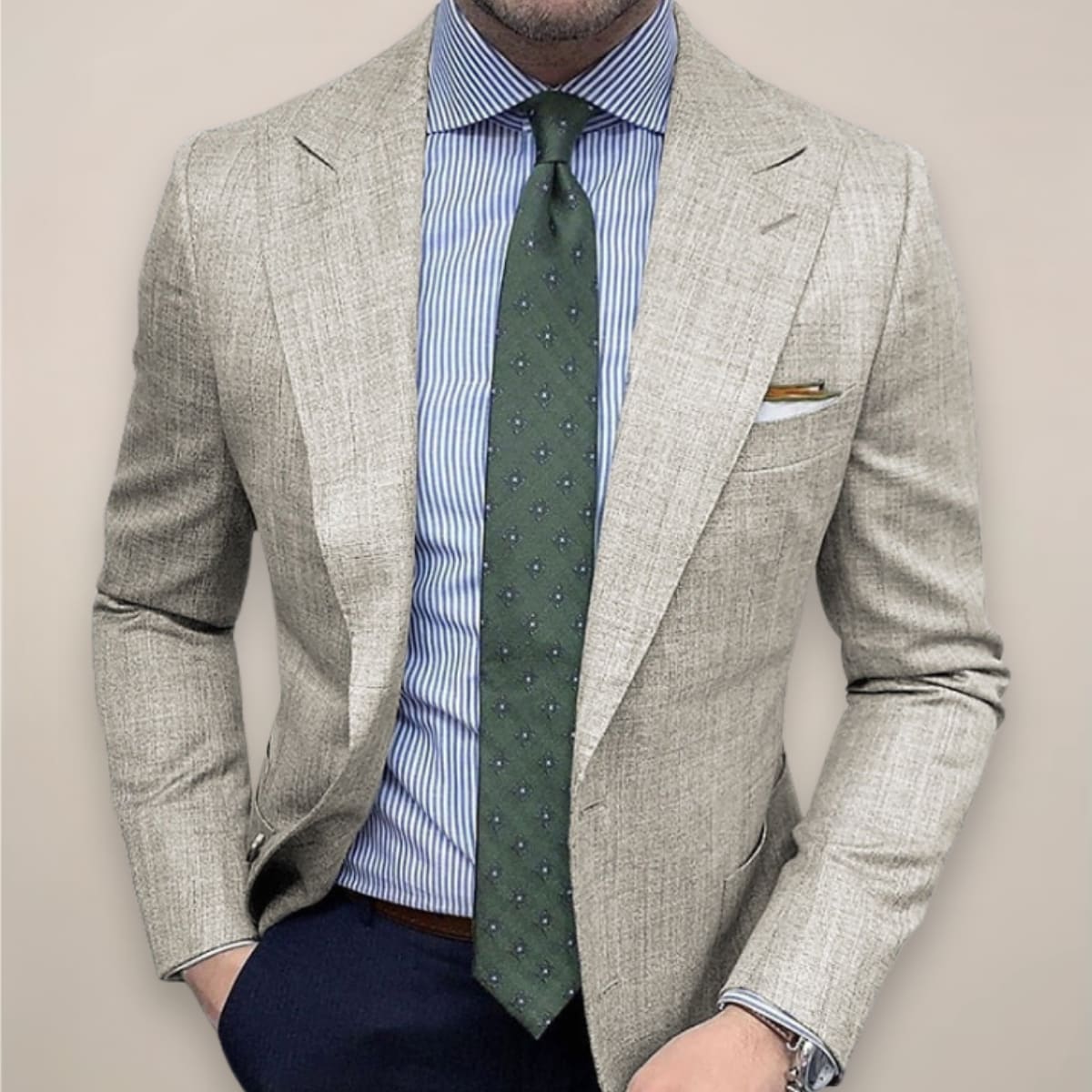 Wayne Textured Peak Lapel Blazer
