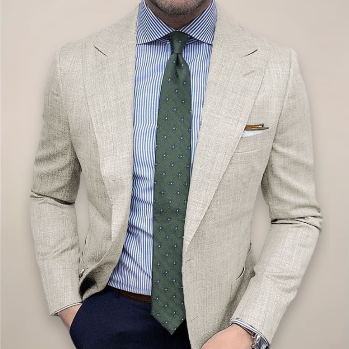 Wayne Textured Peak Lapel Blazer