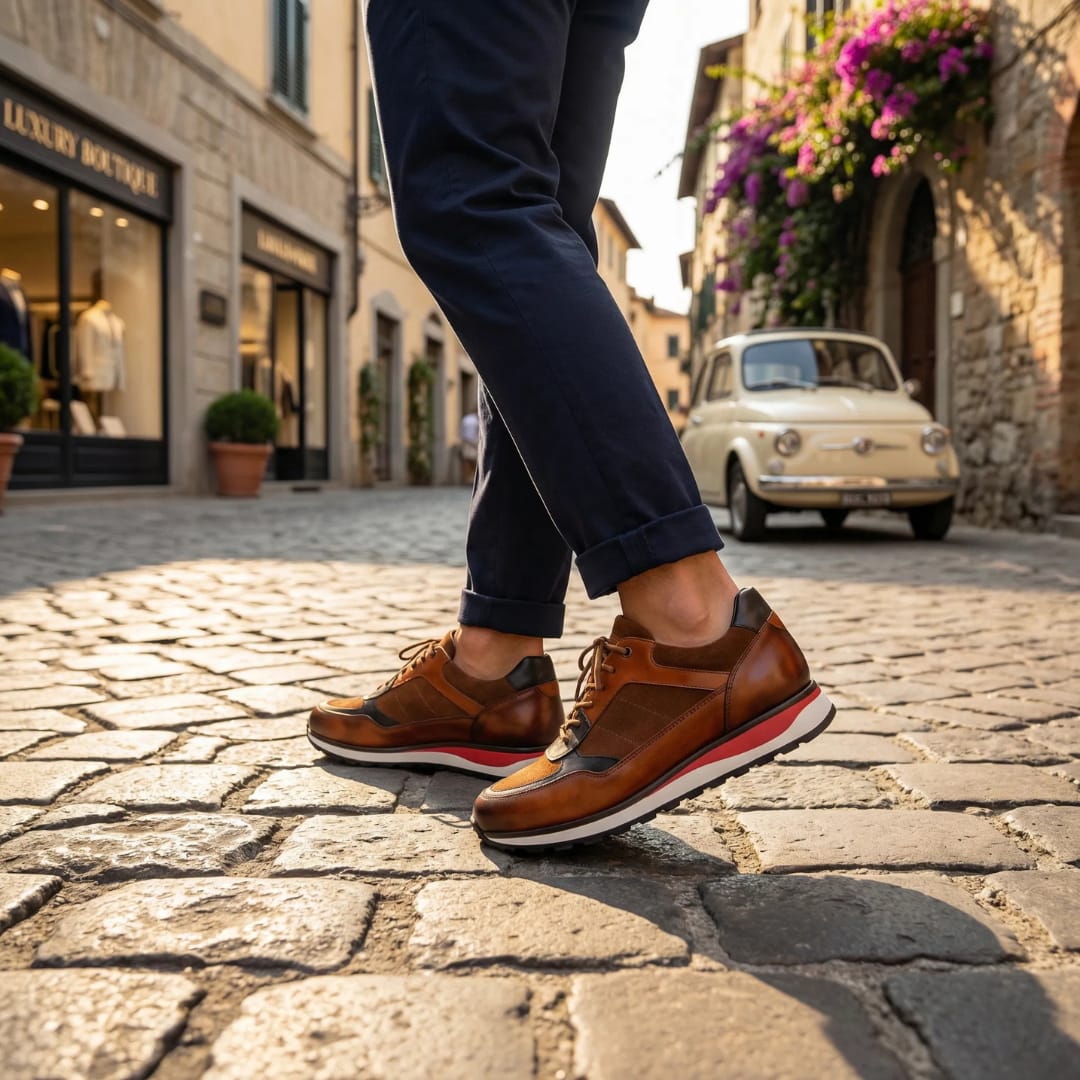 Radcliffe Leather and Suede Lace Up Sneakers