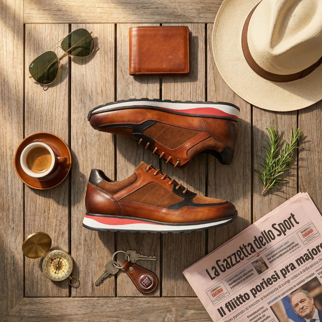 Radcliffe Leather and Suede Lace Up Sneakers