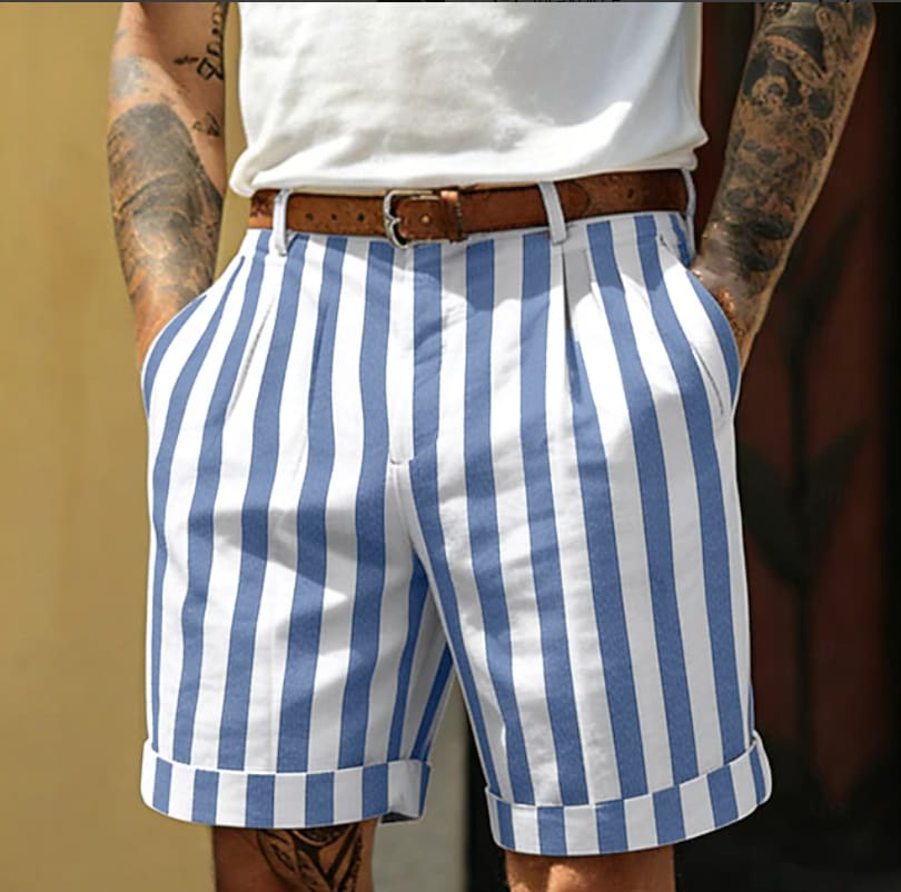 Lane Vertical Stripe Turn Up Shorts
