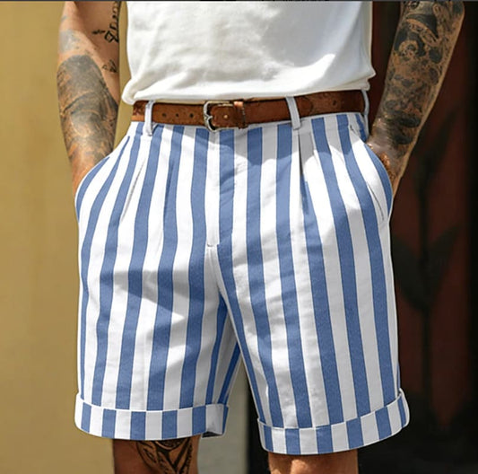 Lane Vertical Stripe Turn Up Shorts_1