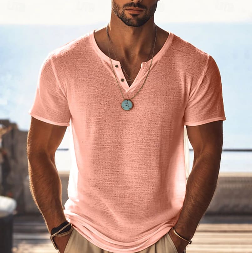 Bernard Textured Henley Short Sleeve T-Shirt